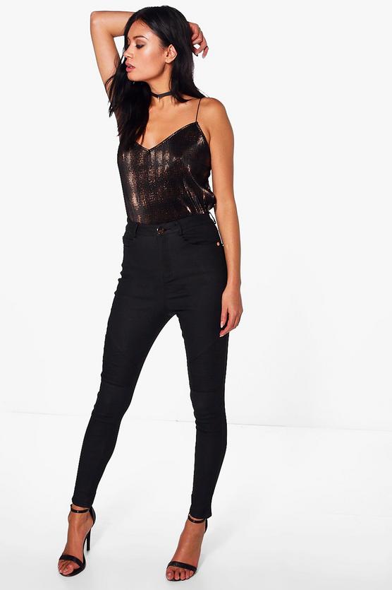 Cate Coated Super Skinny Stretch Biker Trousers